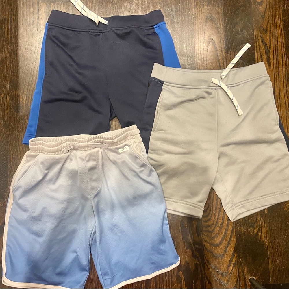 3 Pairs of Crewcuts Size Med (10-11) Athletic Active Shorts in Blues and Grays